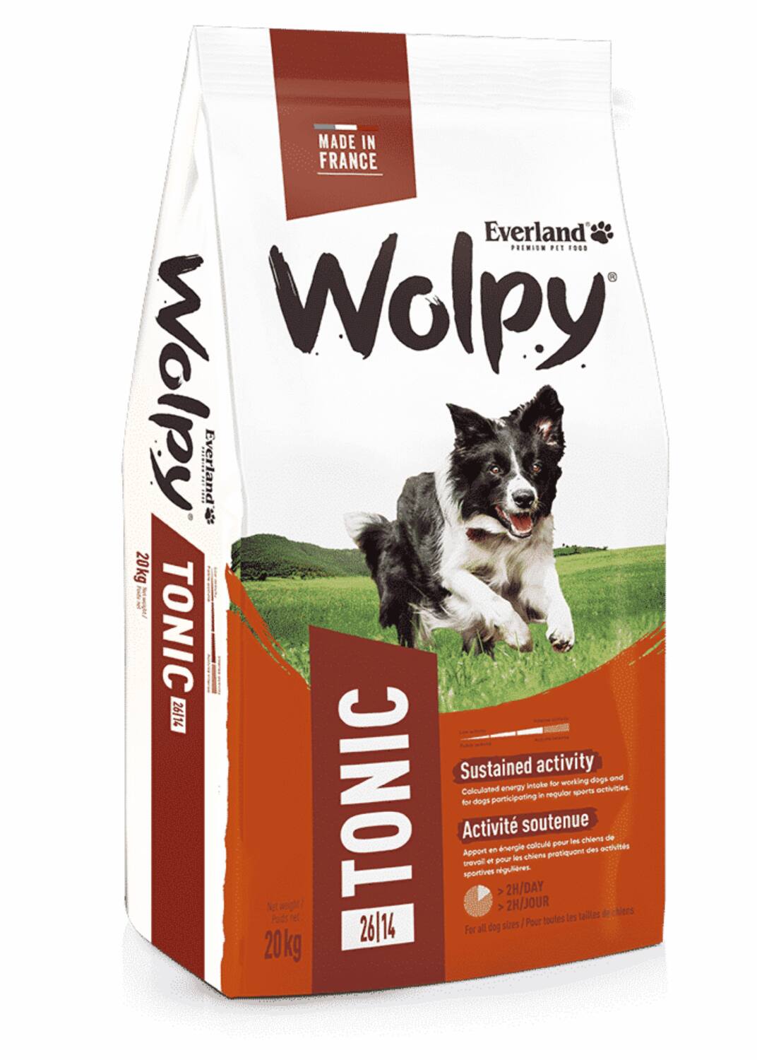 Croquettes chien tonic 20kg 26/14 - WOLPY