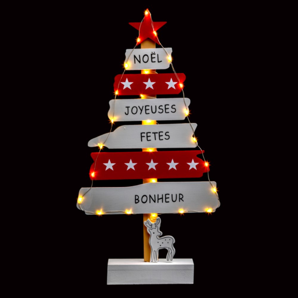 Sapin pancarte bois led 50cm