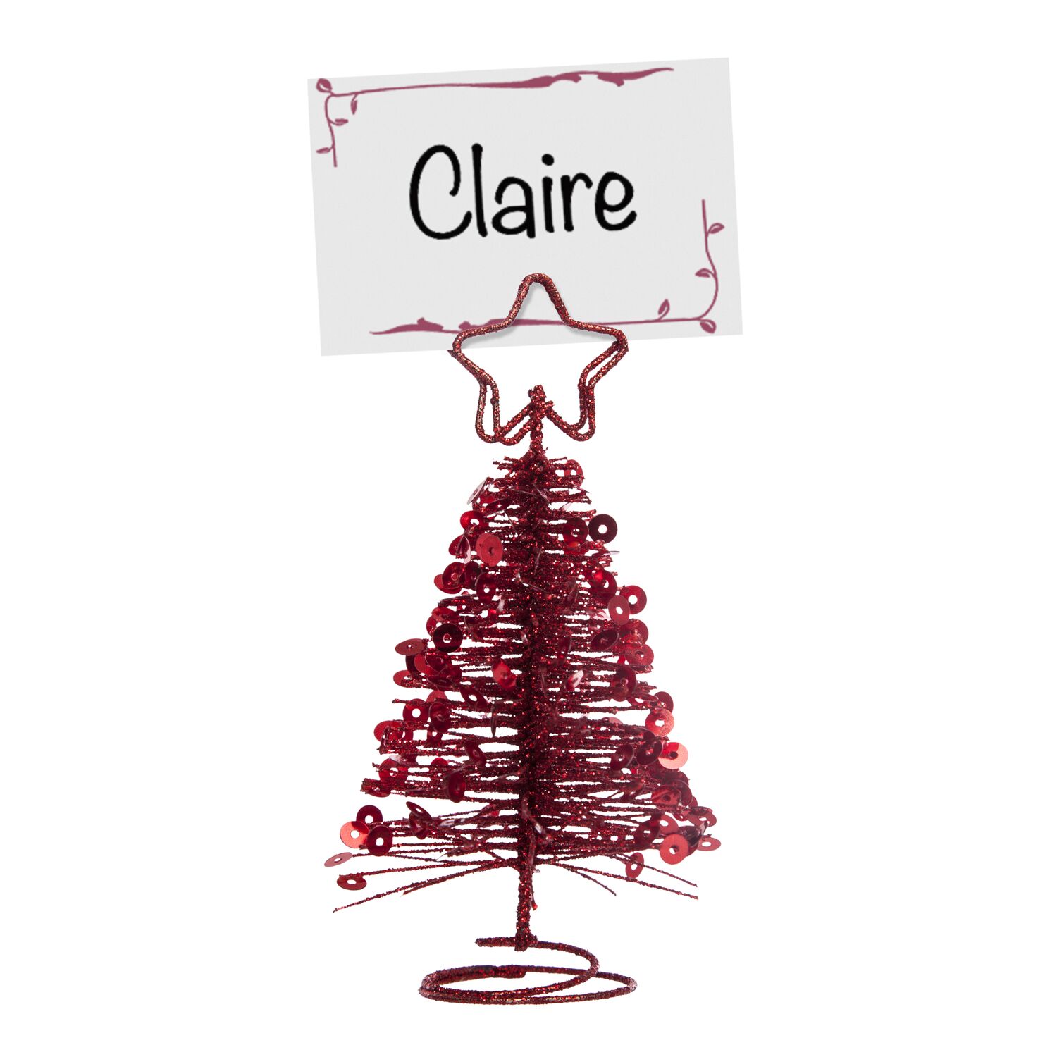 Porte nom métal sapin rouge
