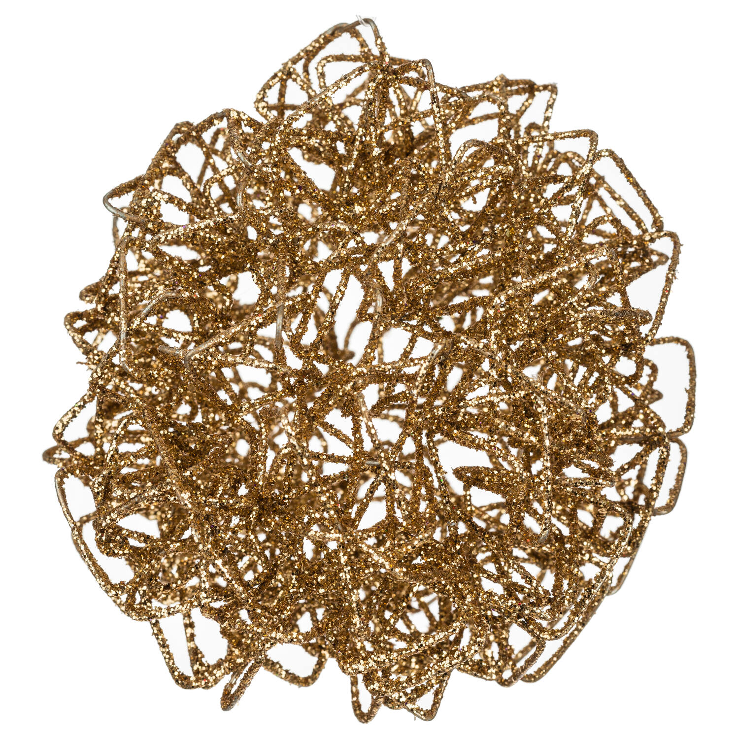 Boule de Noël torsadée pailletée or métal Ø10cm