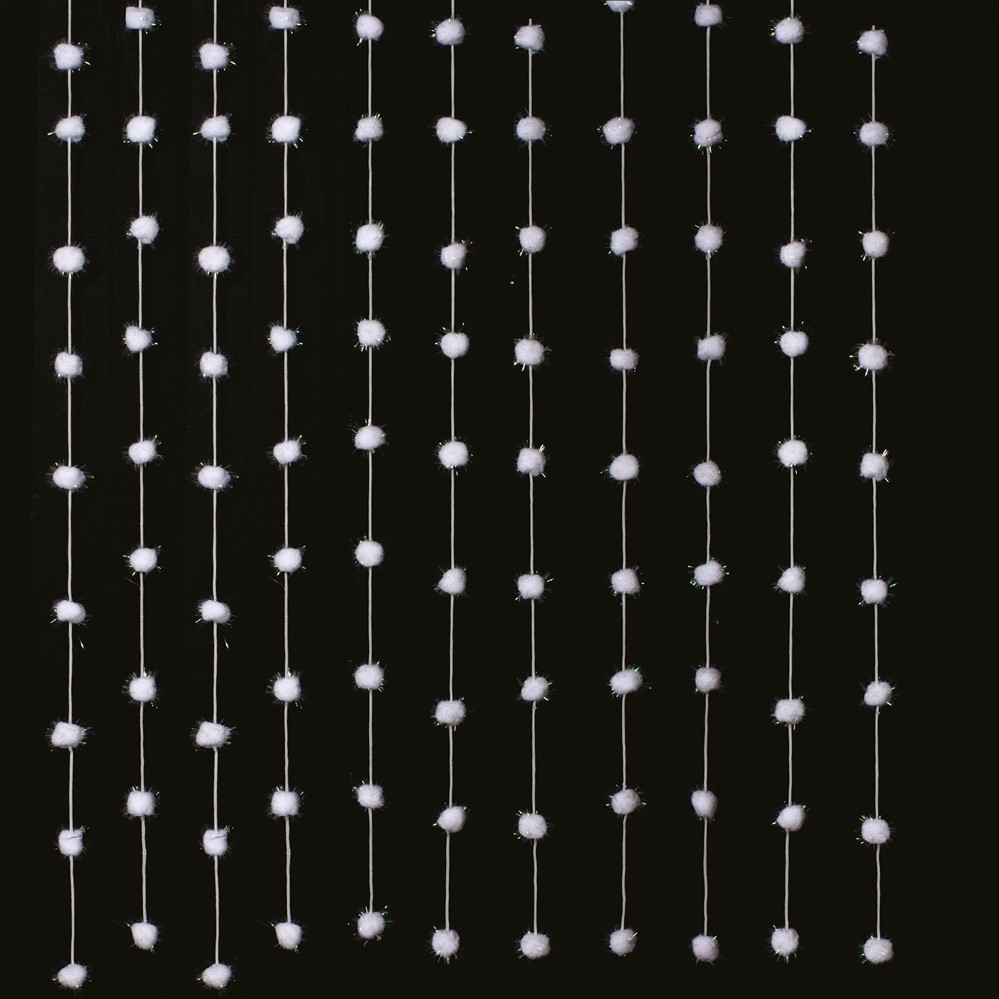 Rideau coton boules 90 cm x 2m