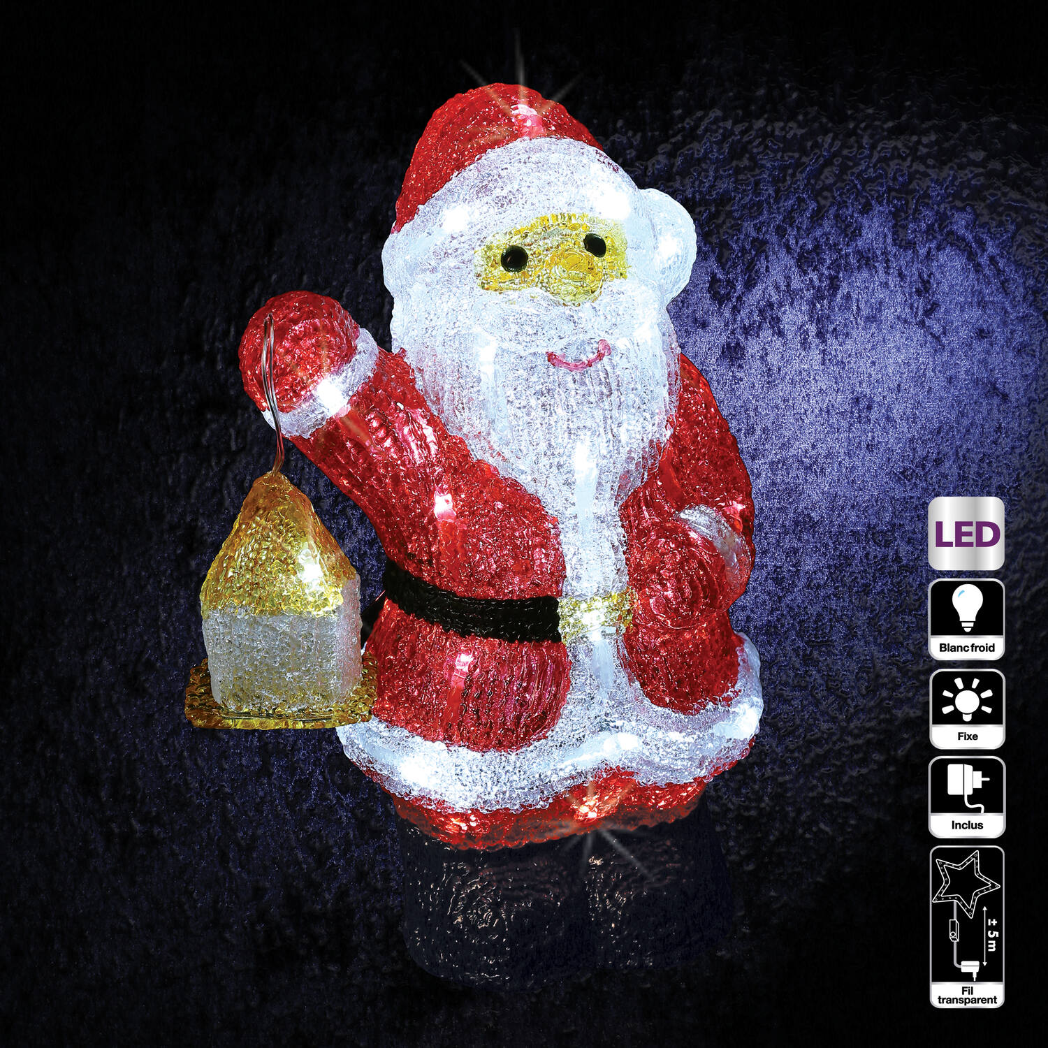Père noël lumineux 30 cm
