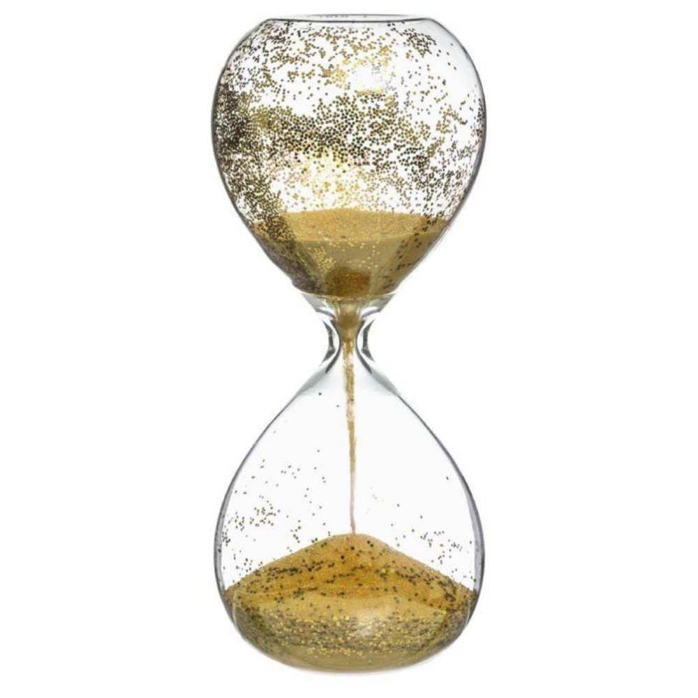 Sablier en verre Haut.20cm avec paillettes or