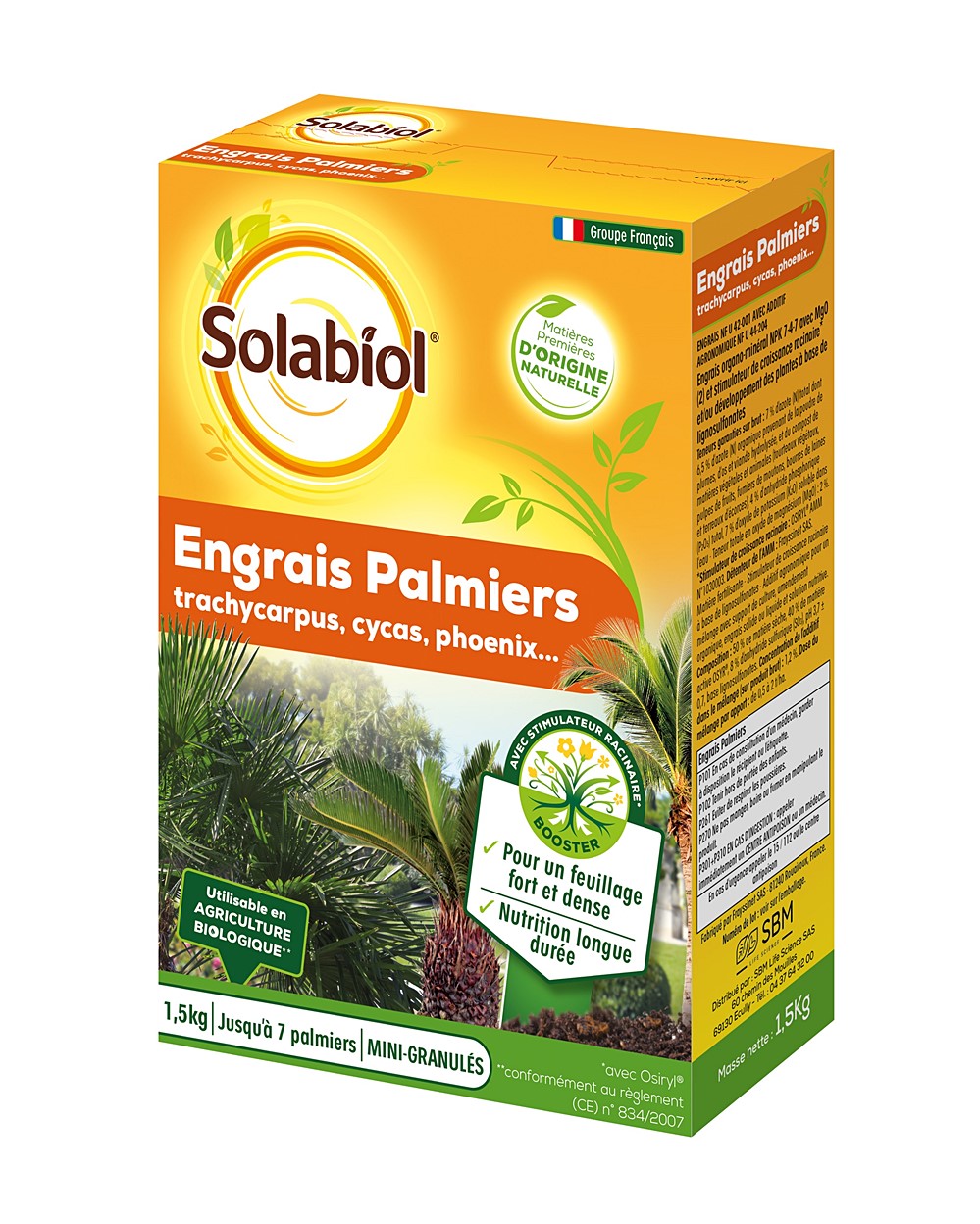 Engrais palmier plantes méditerranéennes 1,5kg solabiol