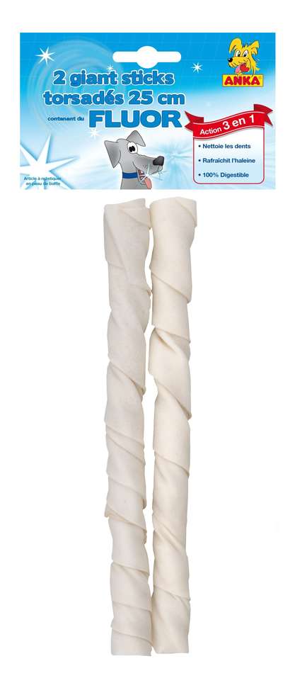 Friandise Chien 2 Giant Sticks Torsades Fluor 25cm - ANKA