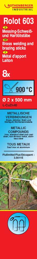 métal d'apport laiton nu 8 bag/500mm - ROTHENBERGER INDUSTRIAL