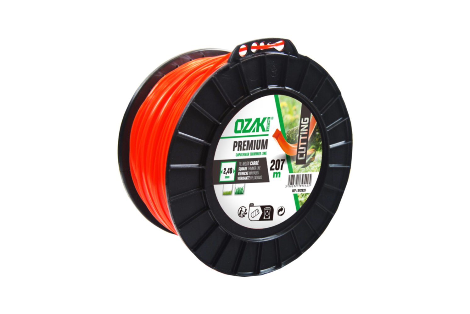 Bobine fil nylon carré Premium L.207m Ø2,40mm - OZAKI