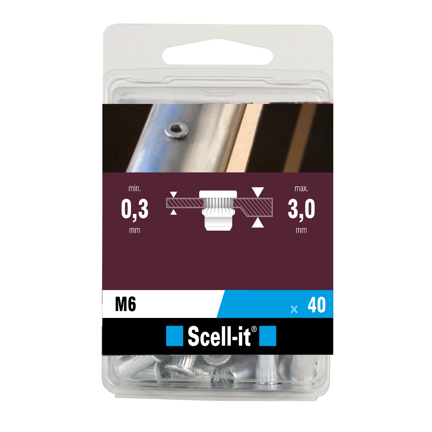 Boîte de 40 écrous aveugles - M6 - SCELL IT