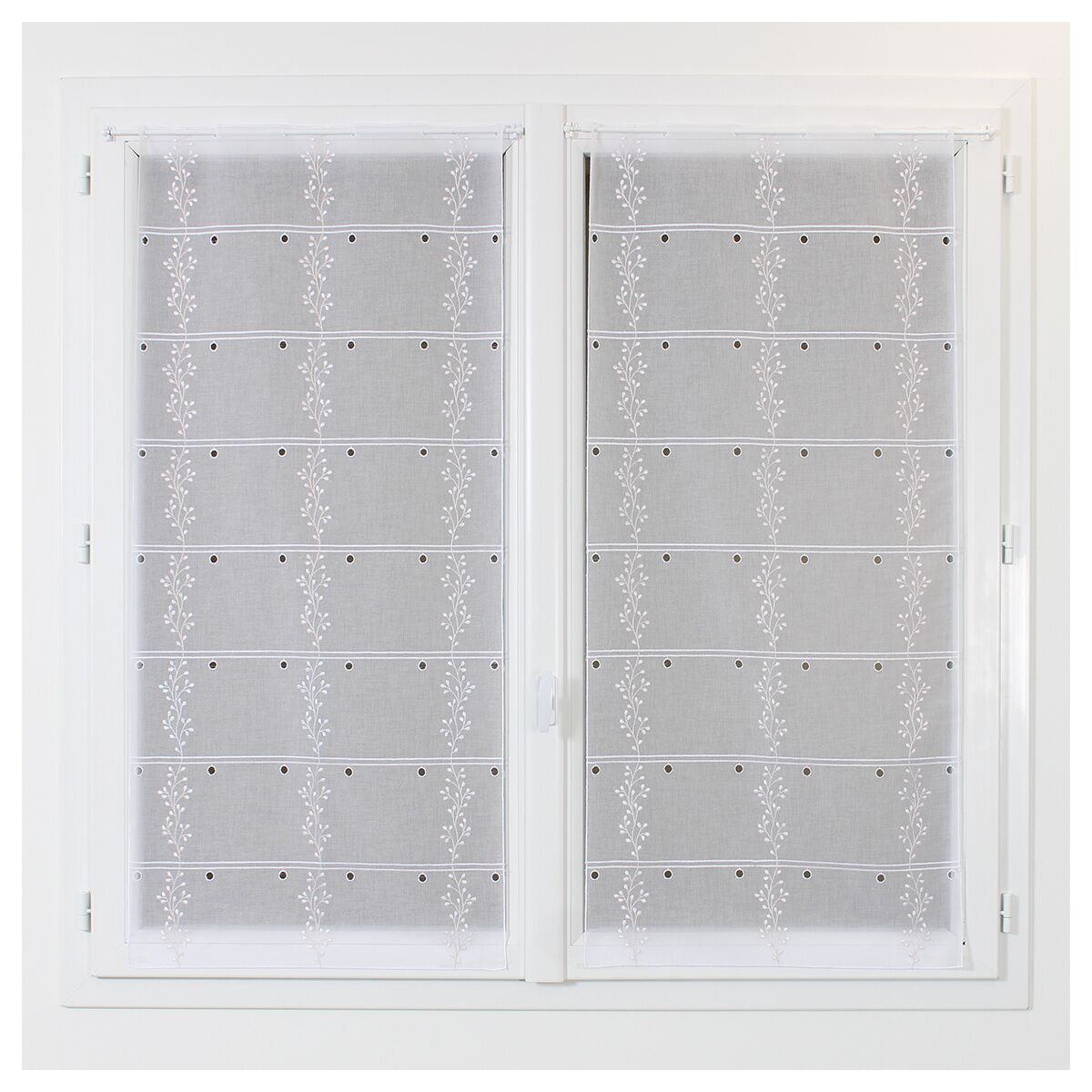 Rideau modulable brodé motif lianes beige 58cm - ROCLE