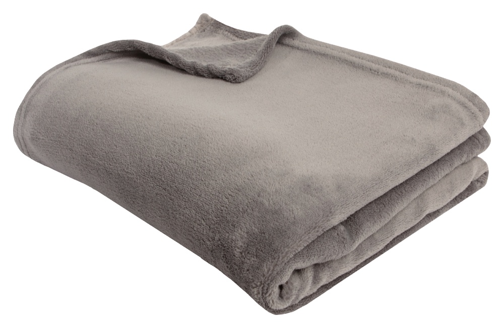 Plaid Polyester Coral Fleece 150x120cm Gris Souris