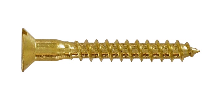 32 vis bois tête fraisée fendue laiton 2,5x16 - INVENTIV