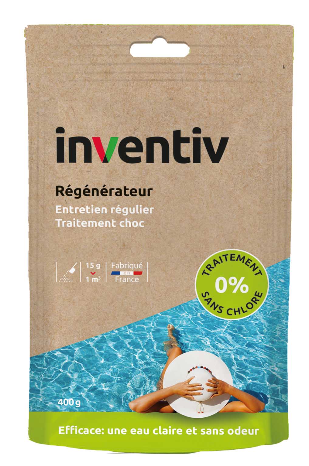 Sachet de régénérateur Traitement de l'eau Piscine et Spa 400gr - INVENTIV