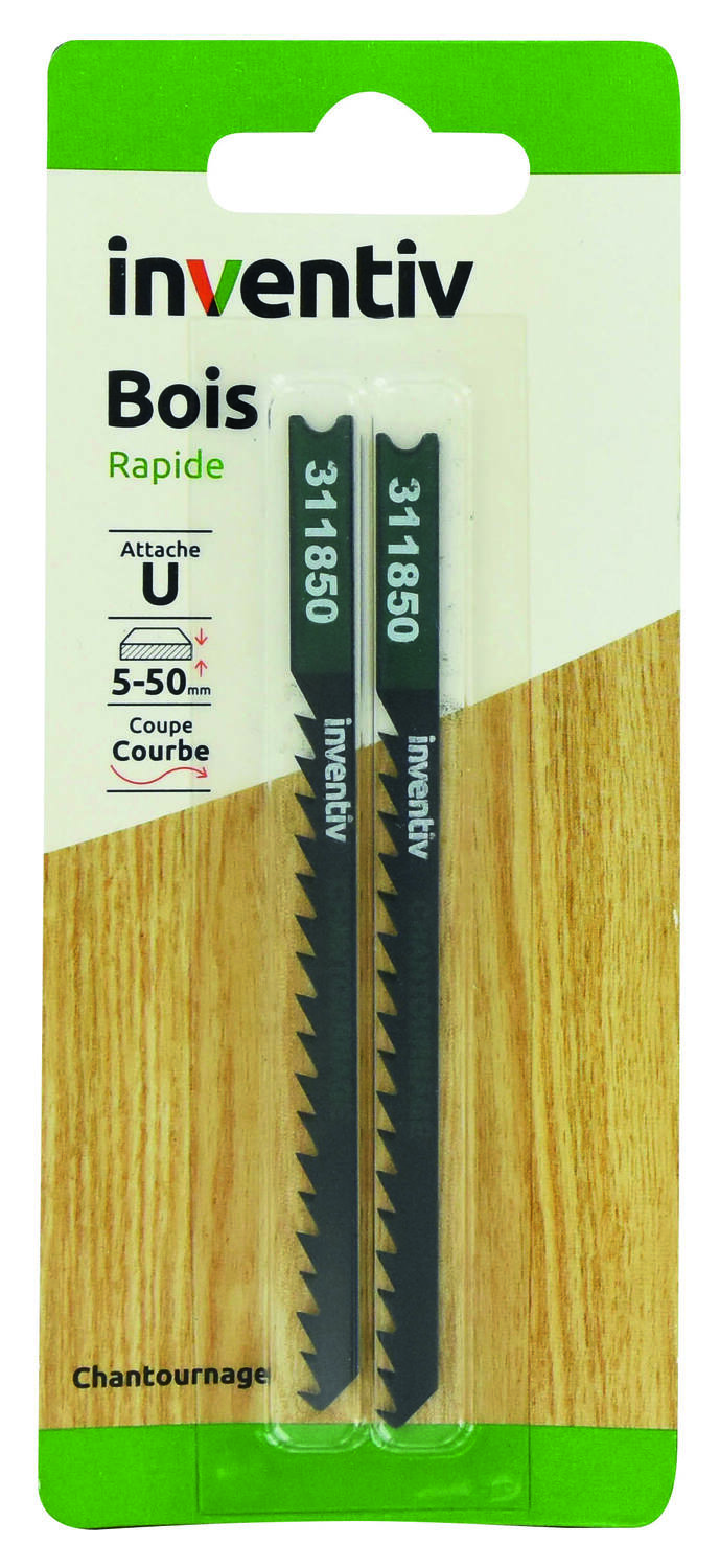 2 lames de scie sauteuse U bois chantournage CP5-50 mm - INVENTIV
