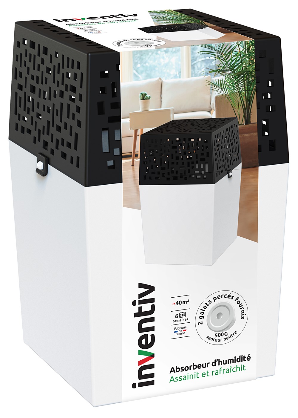 2 Recharges Absorbeur d'humidité Galet percé 500g - INVENTIV