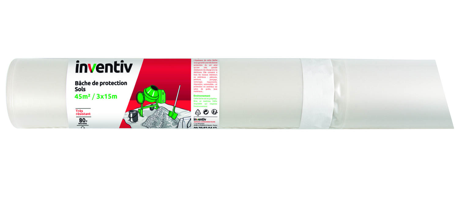 Bâche Protection Premium Couvre Sol 3x15m 80µm - INVENTIV