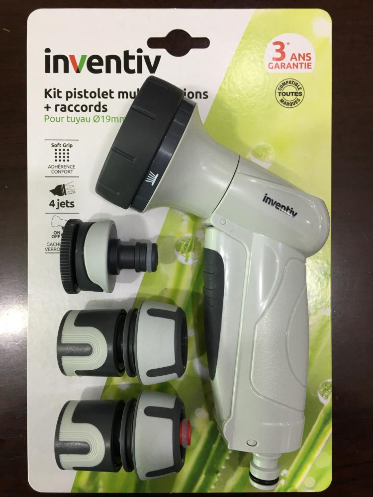 Kit pistolet arrosage + raccords Ø19mm - INVENTIV