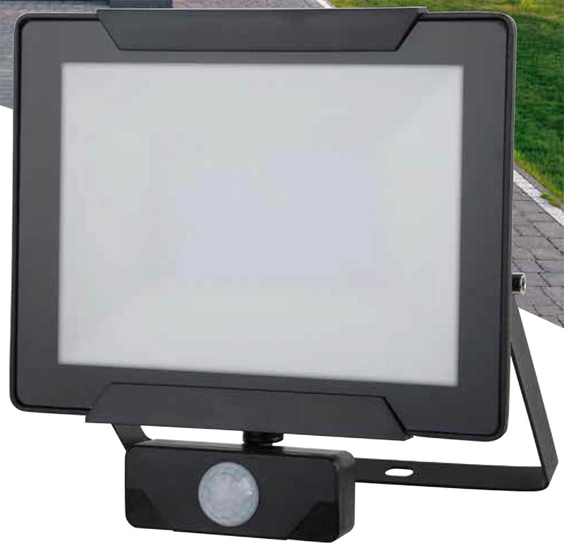 Projecteur extérieur LED détection Héra 50W 3500lm noir - INVENTIV
