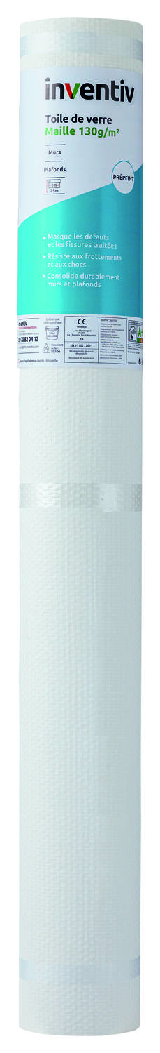Toile de Verre Maille Pré-Peinte 130gr/m² 25m - INVENTIV