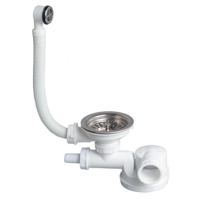 Bonde et siphon extra-plat pour évier 1 bac Ø90mm - INVENTIV