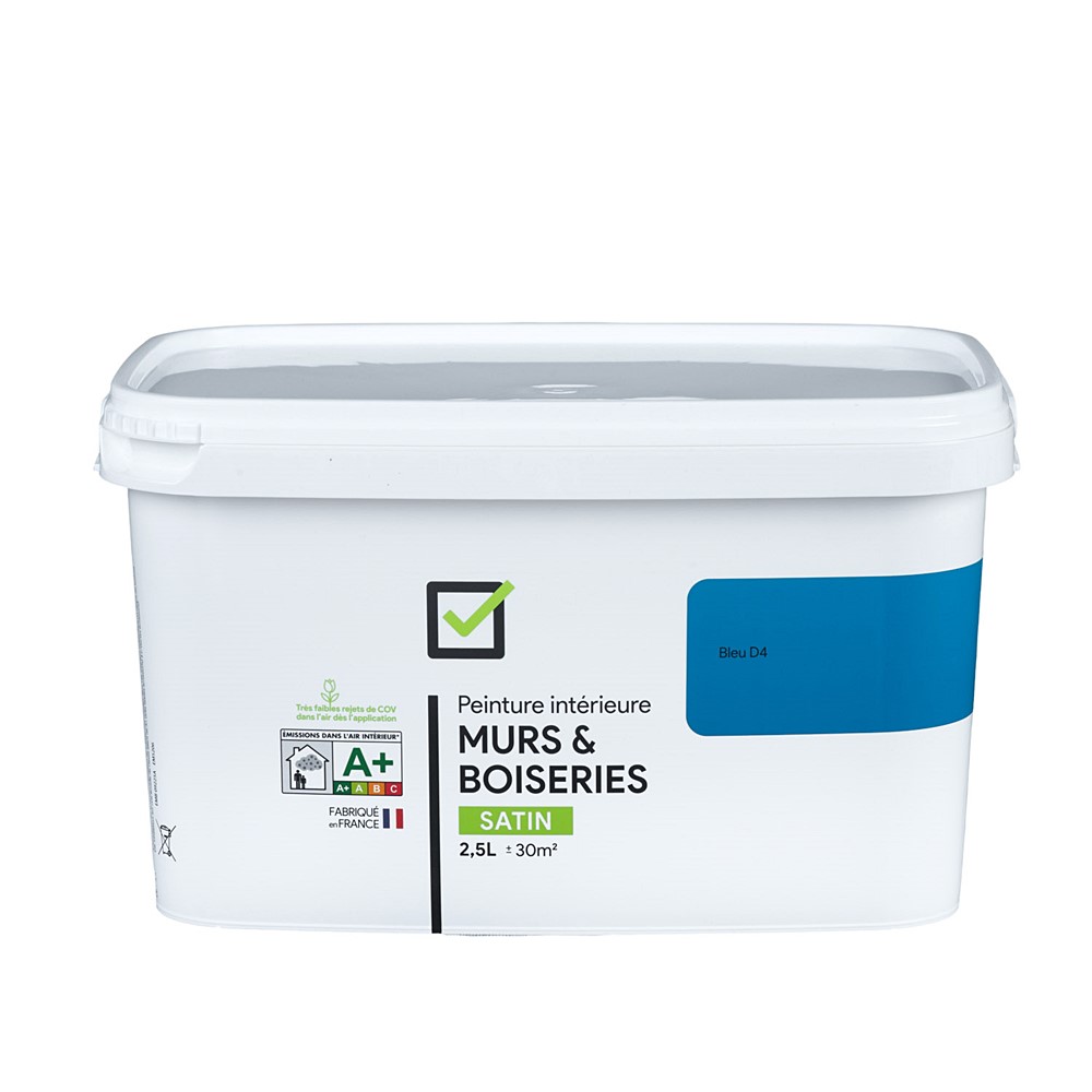 Peinture intérieure satin 2,5L Bleu D4