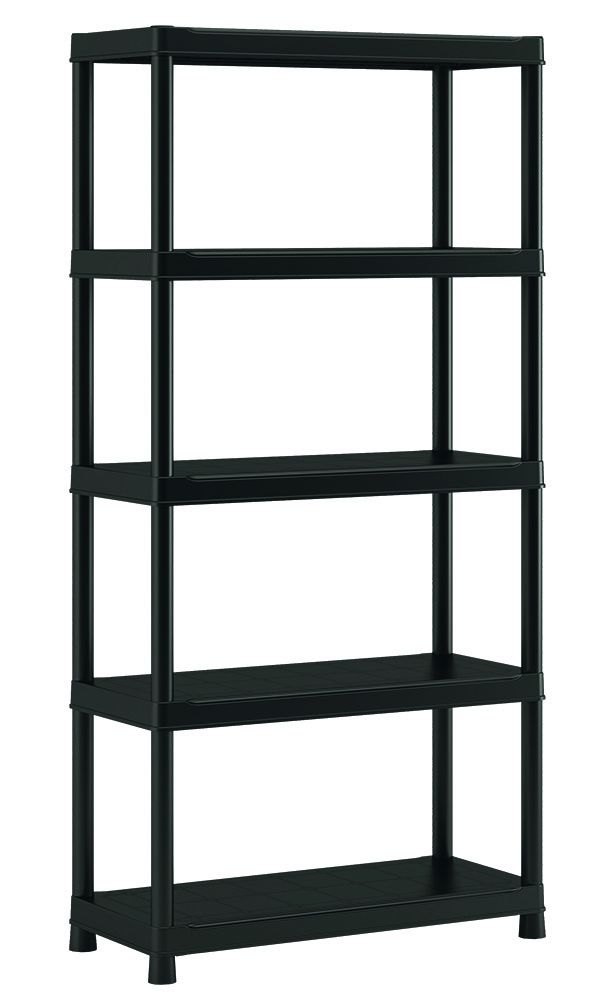 Etagère résine 5 tablettes 182 x 90 x 40 cm noir - INVENTIV