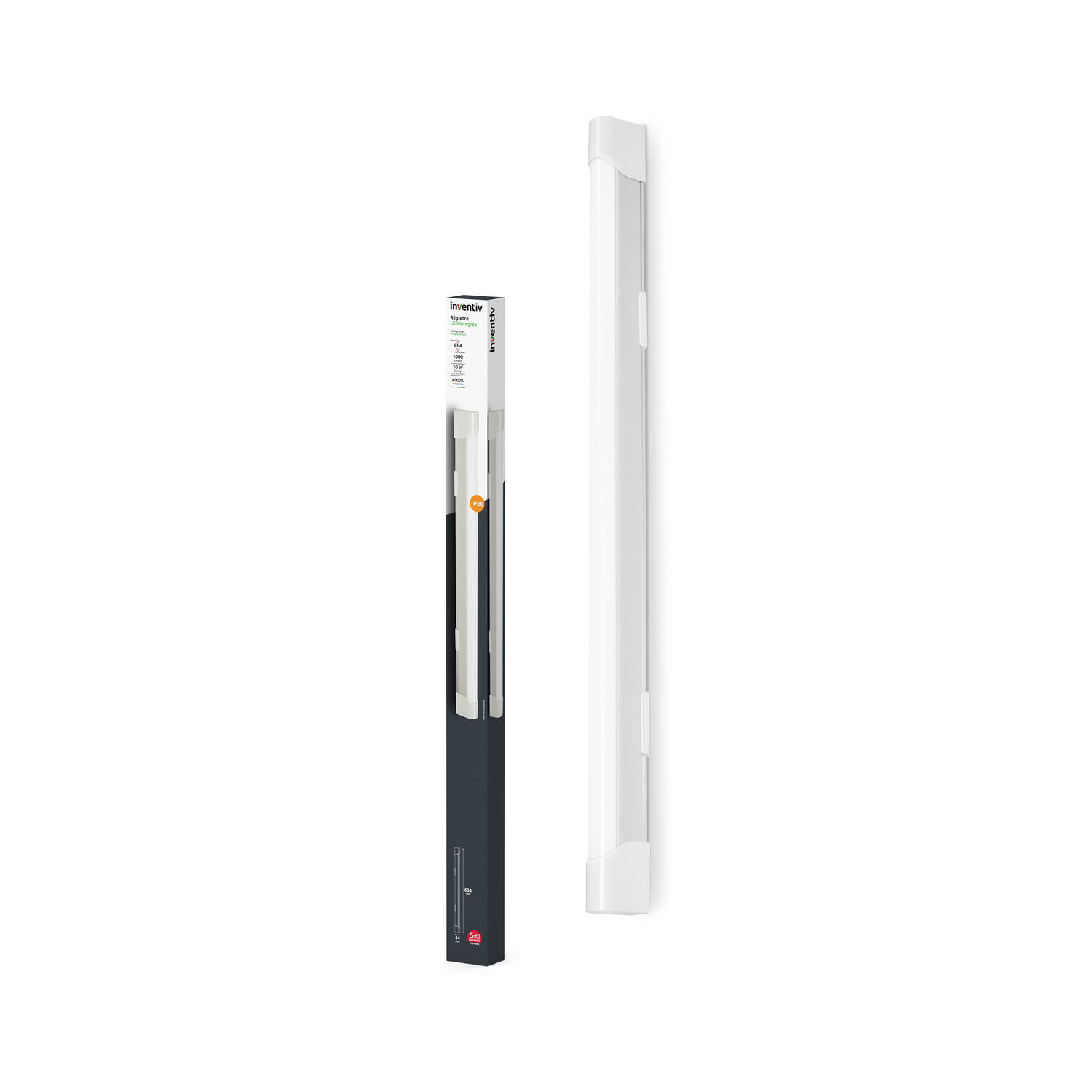 Réglette LED intégrée 1000Lm 10W 63,4cm - INVENTIV