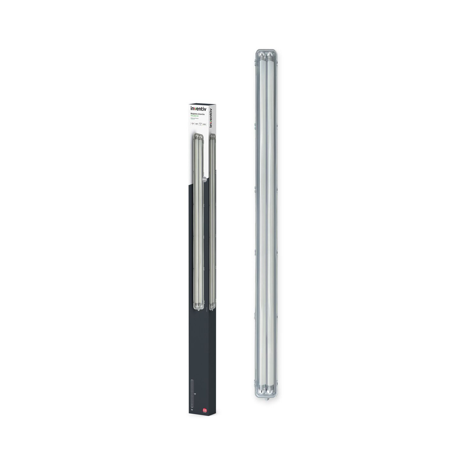 Réglette étanche double pour garage 4000K L.120cm - INVENTIV