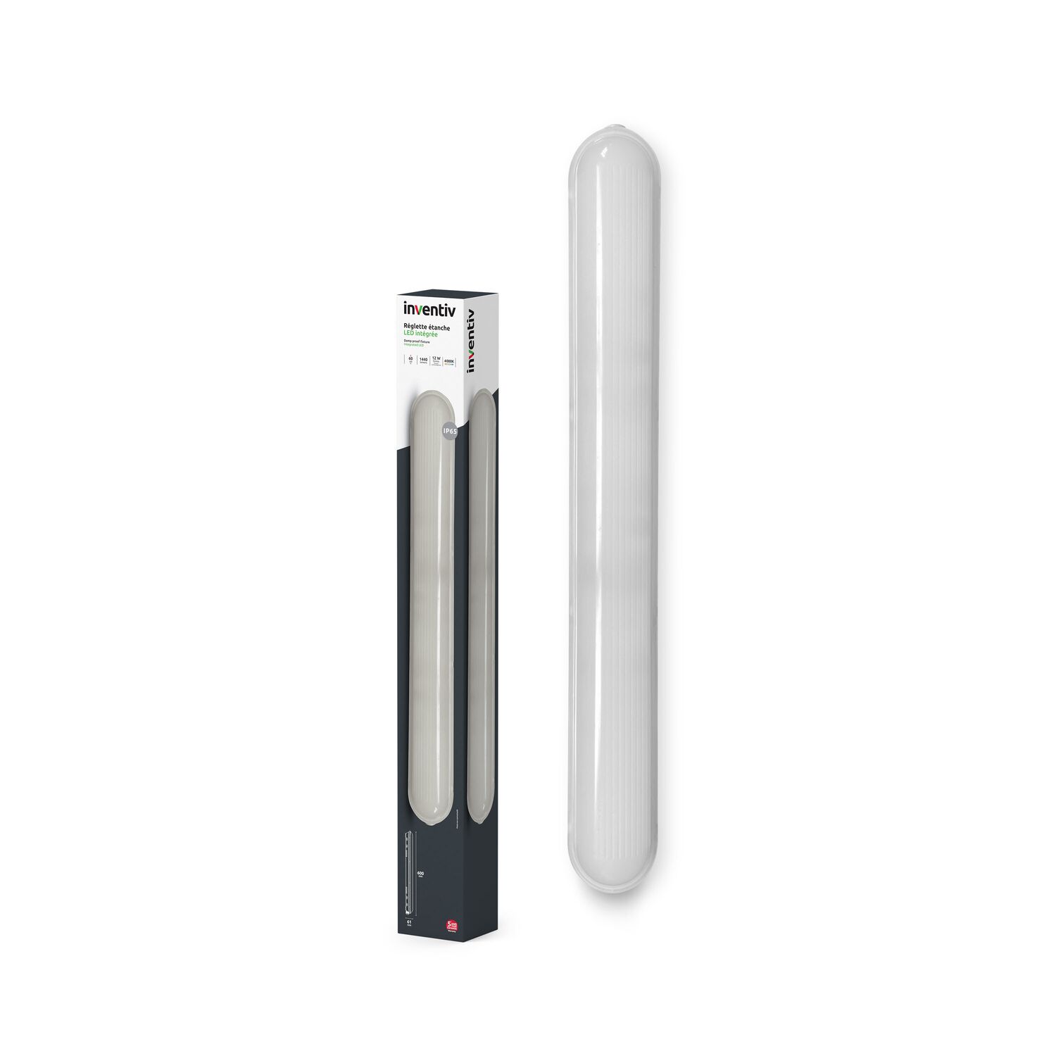 Réglette étanche LED intégrée 1440Lm 12W 60cm - INVENTIV