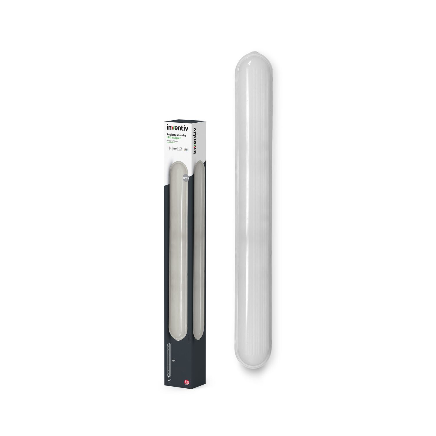 Réglette étanche LED intégrée 2880Lm 24W 60cm - INVENTIV