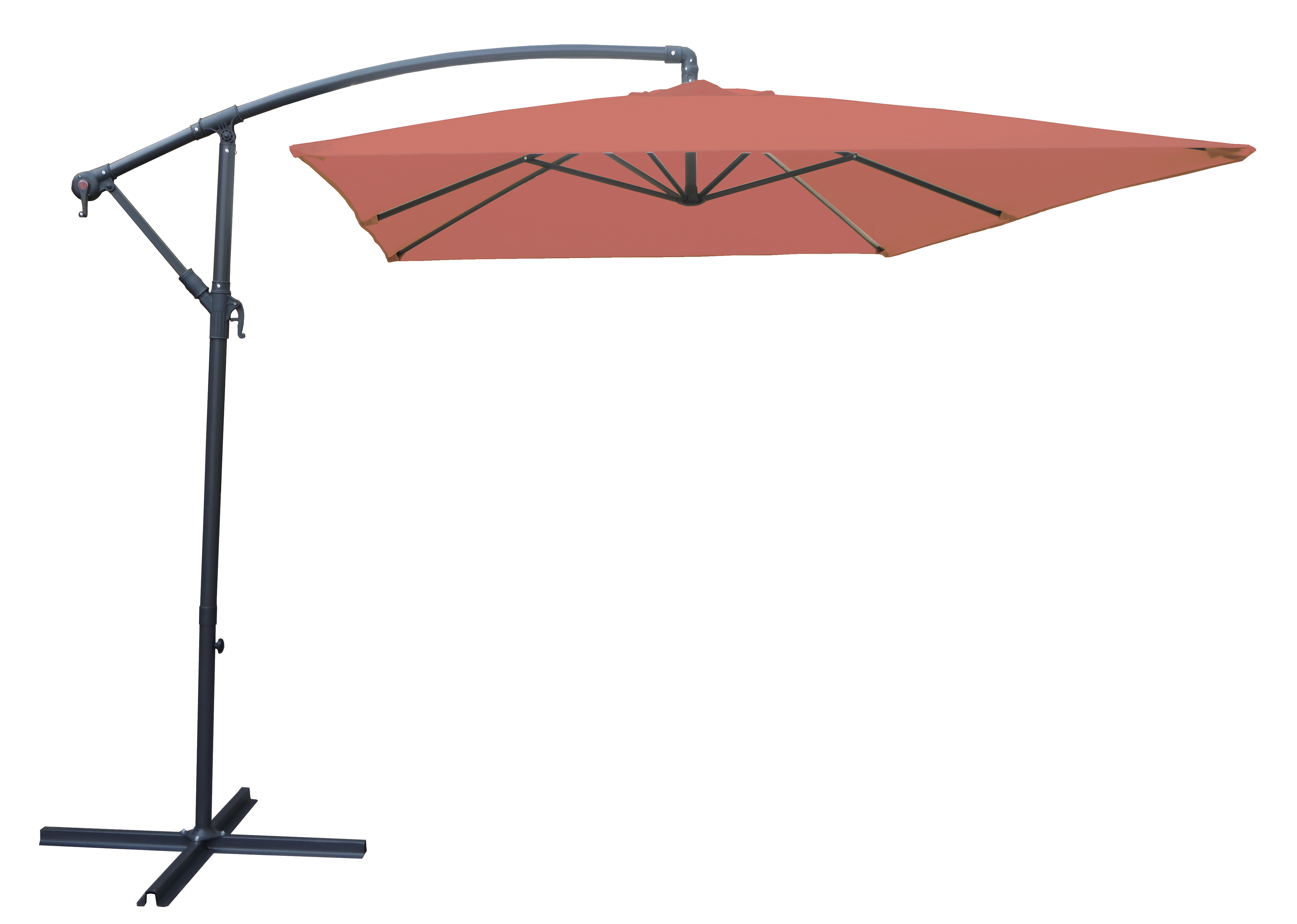 Parasol déporté Alto 3x2m brique - INVENTIV
