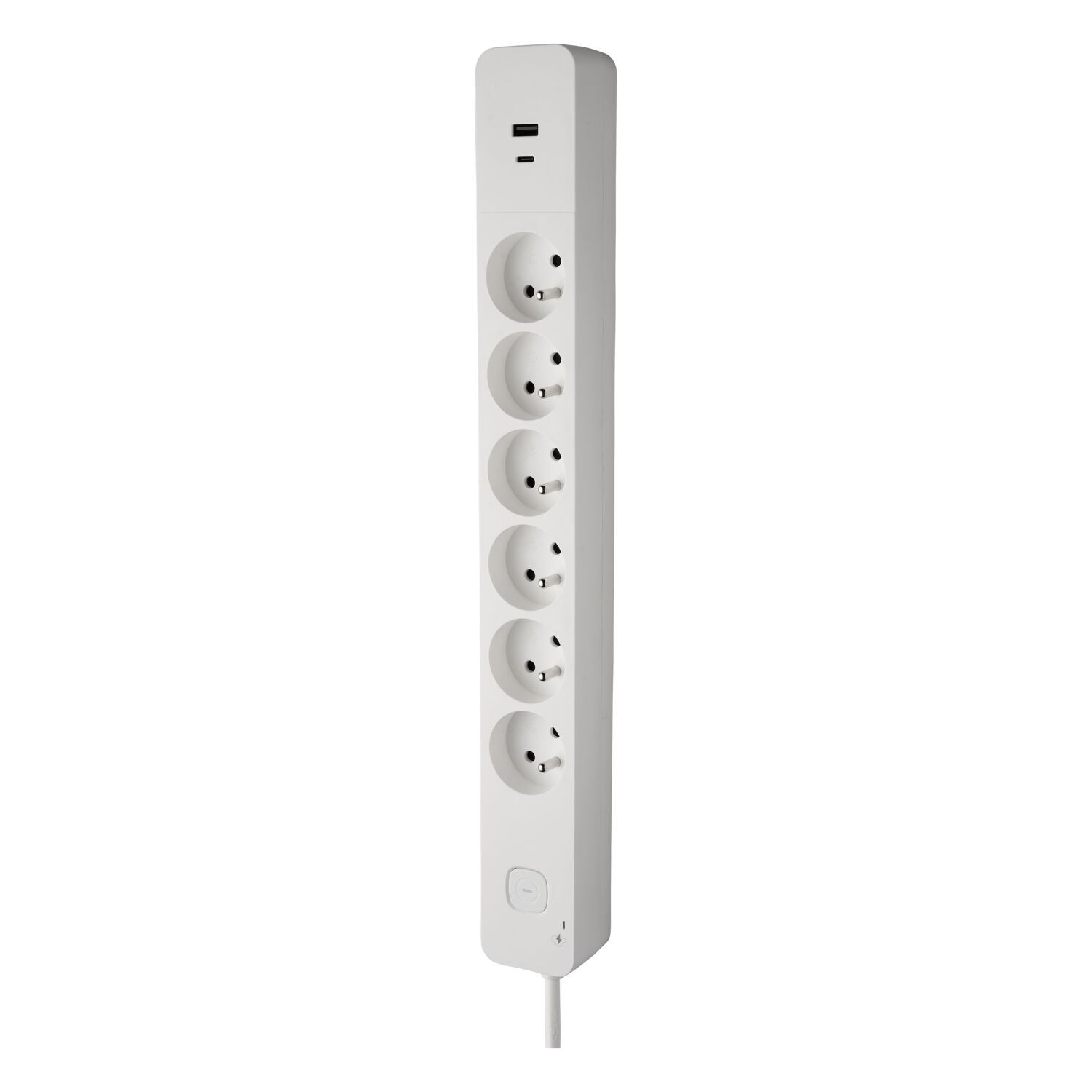 Bloc 6 Prises 2P+T FR + 2USB A+C 3A Blanc - INVENTIV