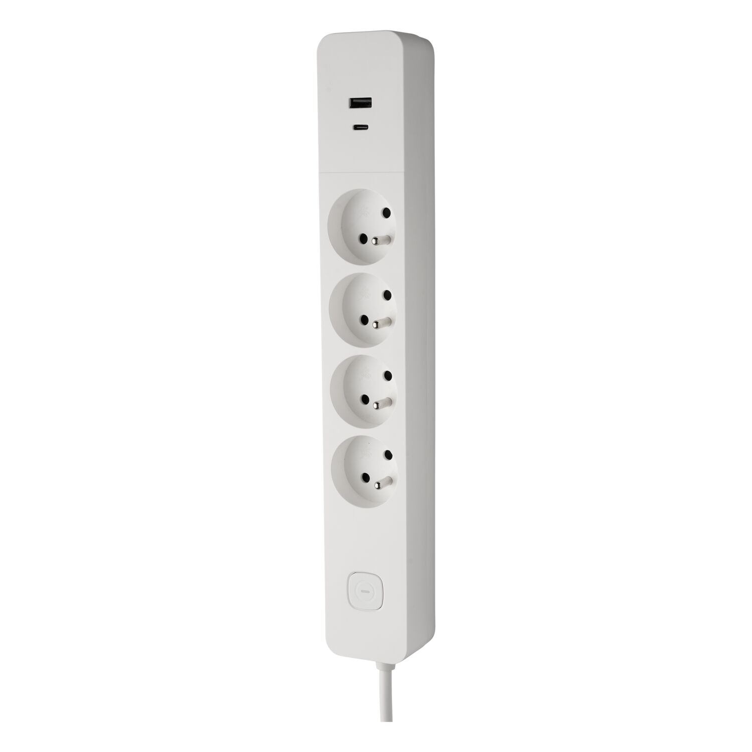 Bloc 4 Prises 2P+T FR + 2USB A+C 3A Blanc - INVENTIV