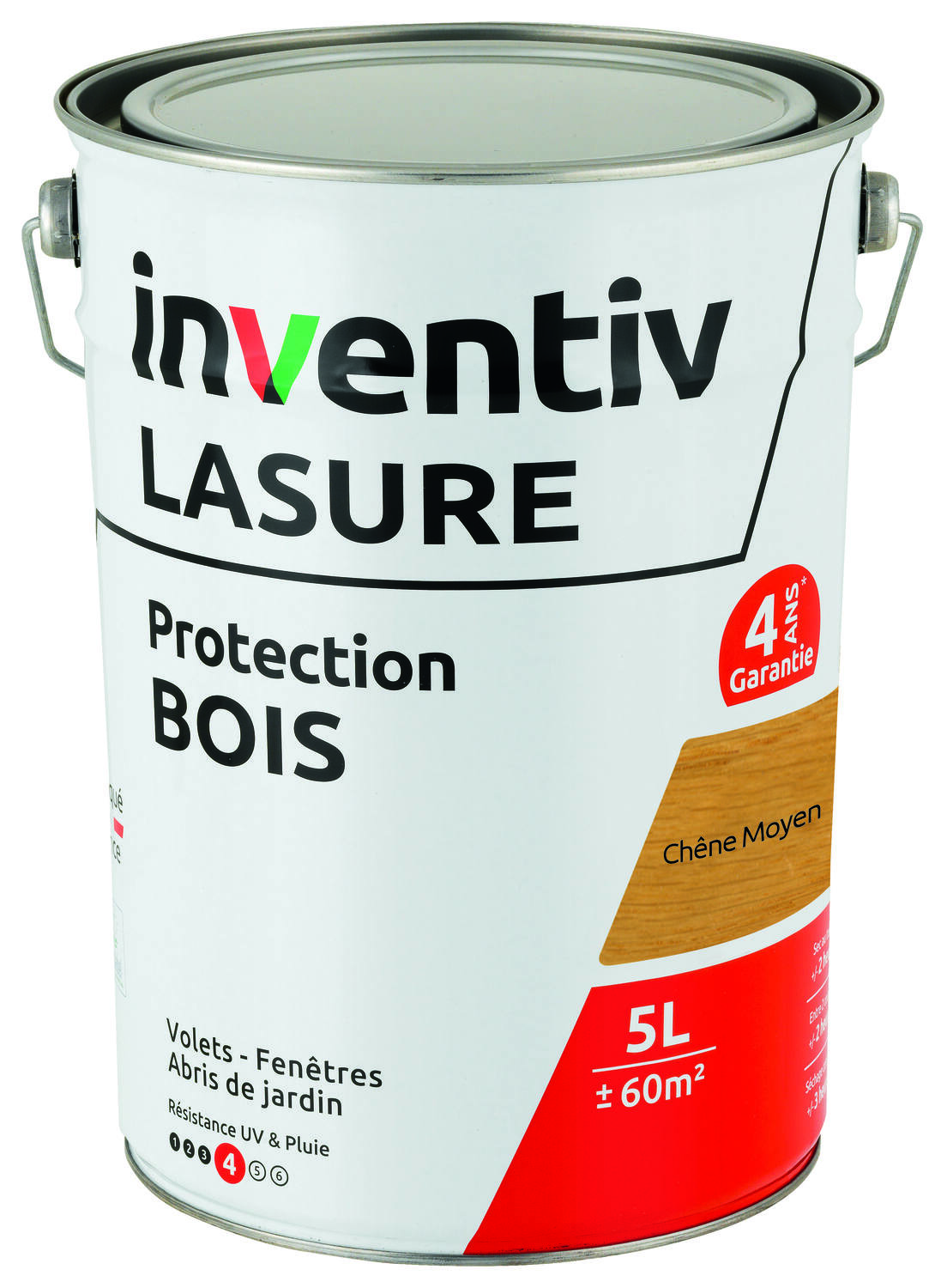 Lasure 4 ans Chêne Moyen 5L - INVENTIV