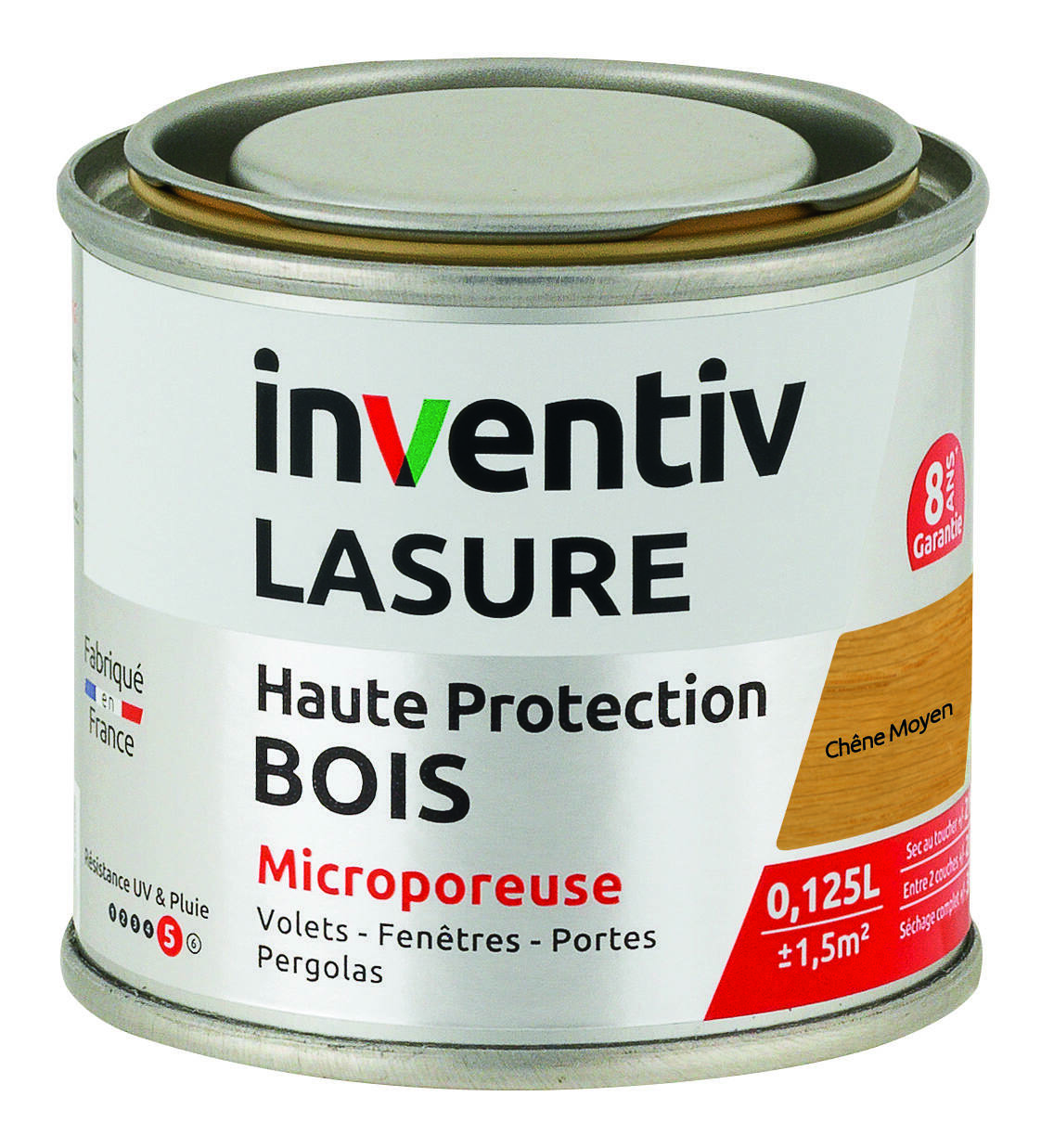 Lasure 8 ans chêne moyen 0,125 L - INVENTIV