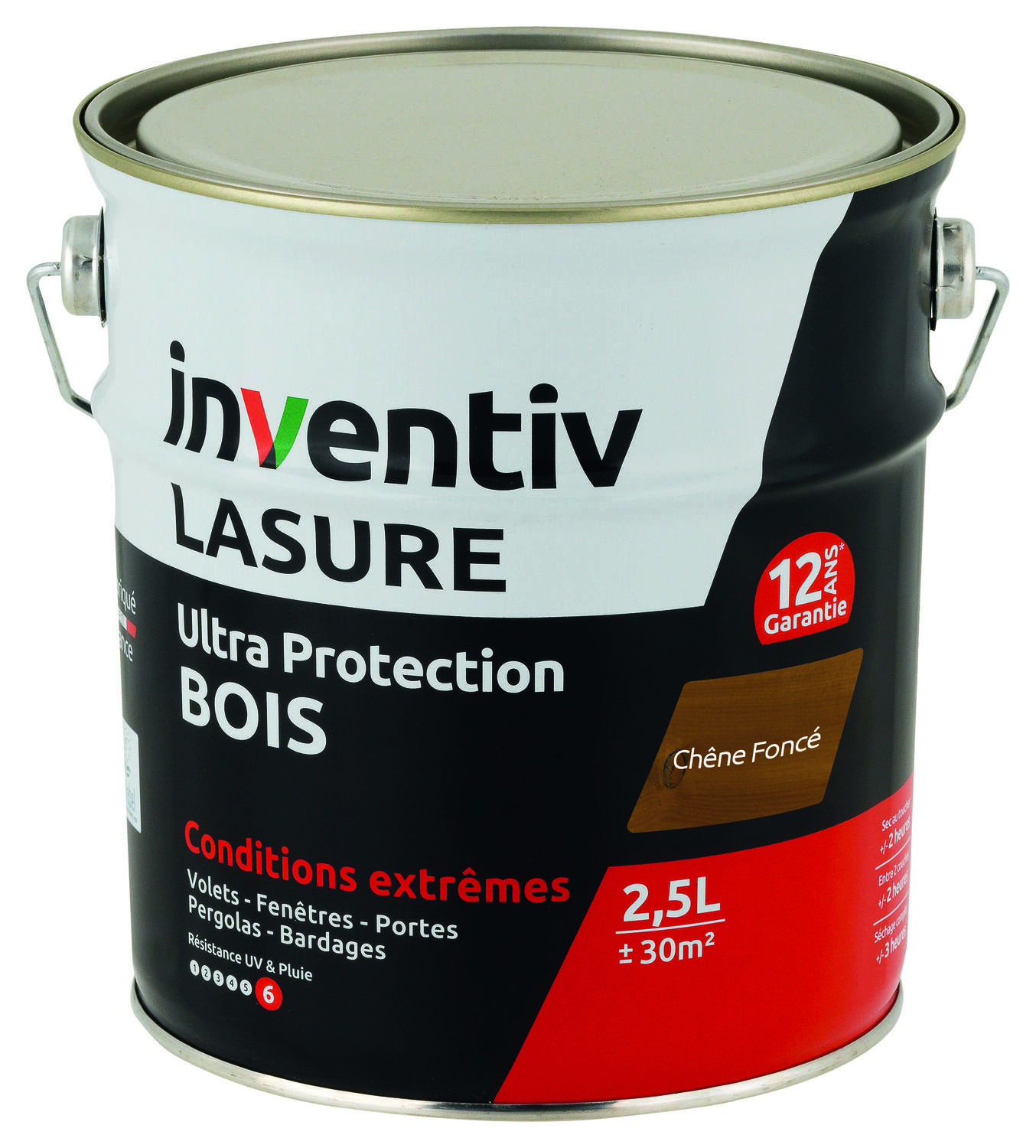 Lasure 12 ans Chêne Foncé 2,5L - INVENTIV