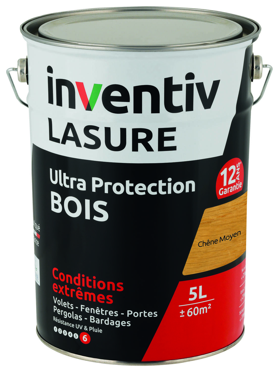 Lasure 12 ans chêne moyen 5 L - INVENTIV