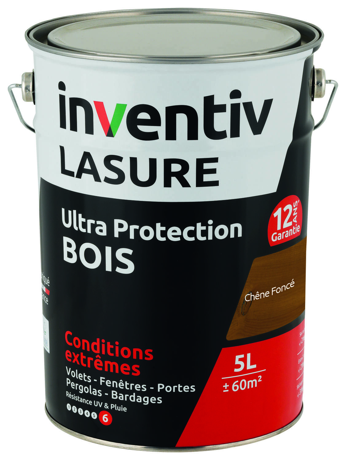 Lasure 12 ans Chêne Foncé 5L - INVENTIV