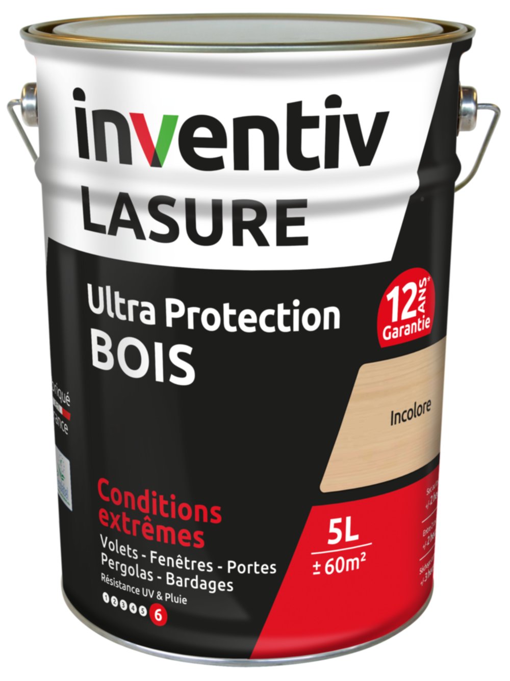 Lasure 12 ans Chêne Foncé 5L - INVENTIV