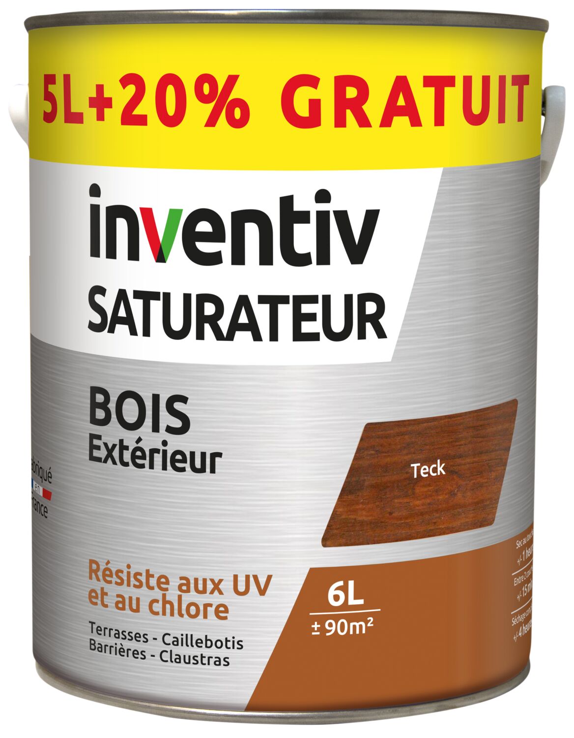 Saturateur terrasse bois Ton teck 5 L+20% - INVENTIV