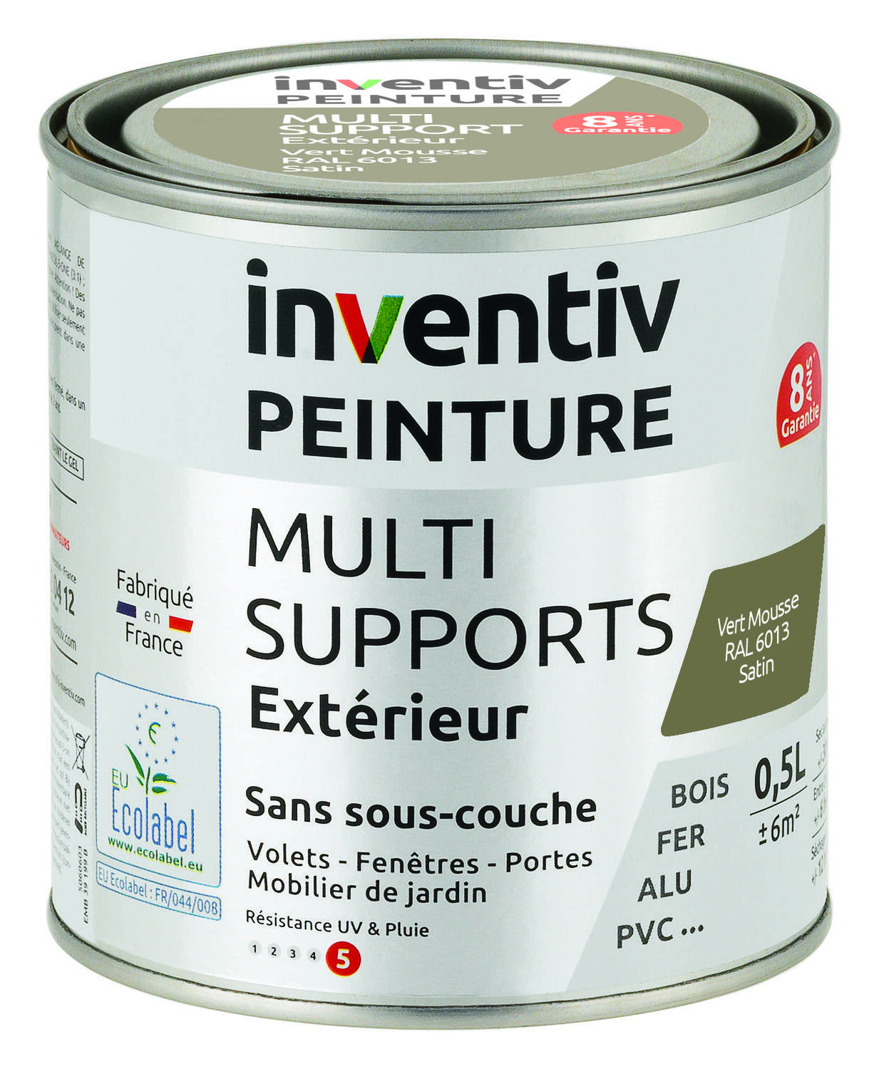 Peinture Extérieure Bois Fer Plastique Marron Satiné 0,5L - INVENTIV