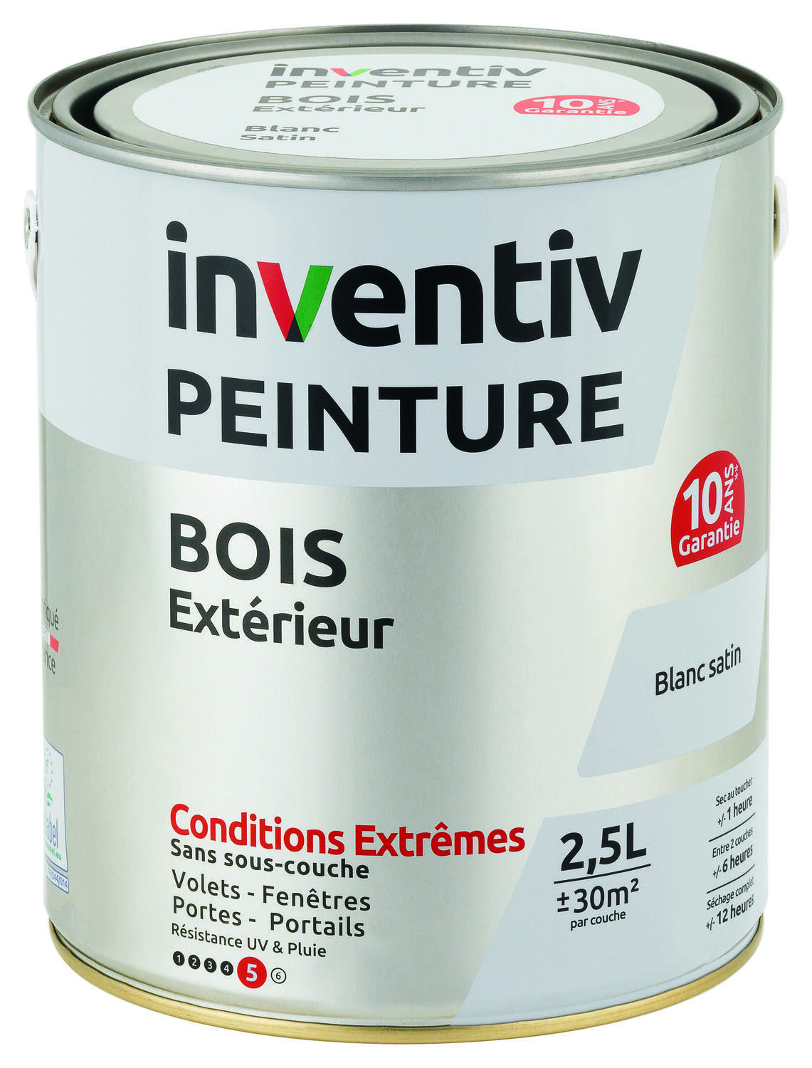 Peinture Bois blanc satin 2,5L - INVENTIV