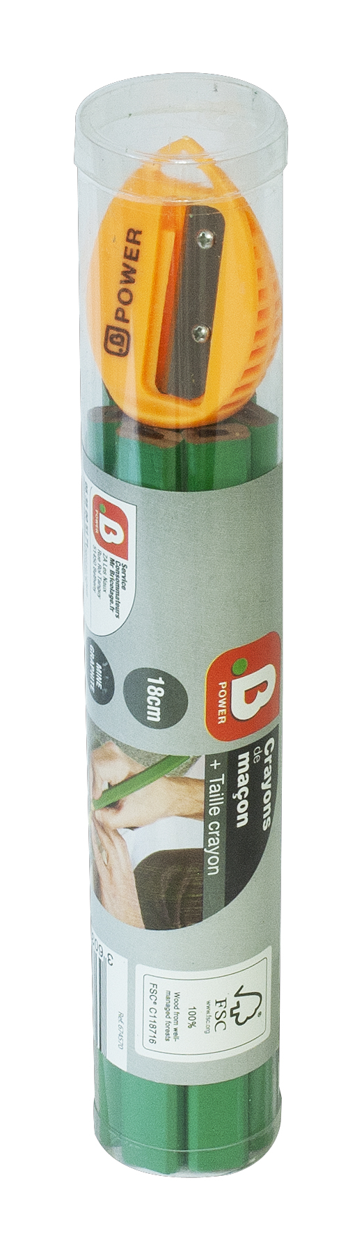 Lot de crayon maçon vert 18 cm x 10 - B POWER