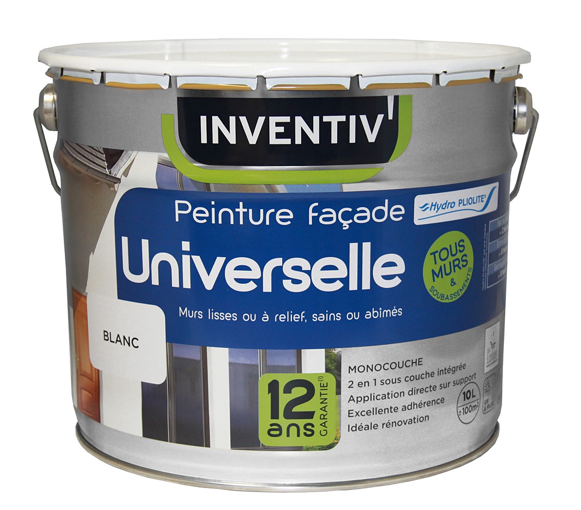 Peinture façade universelle Hydro Pliolite ton calcaire 10L - INVENTIV