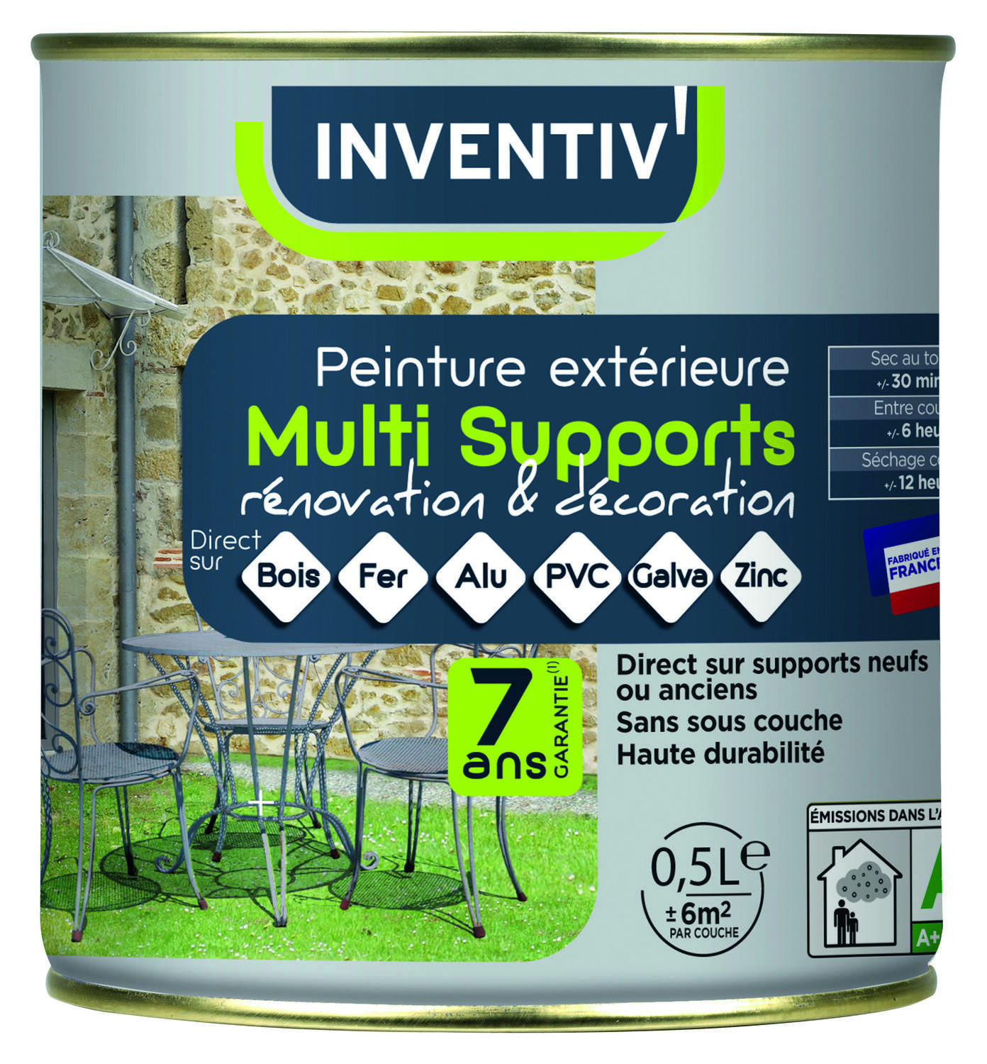 Peinture extérieure multi supports blanc satin 0,5L - INVENTIV