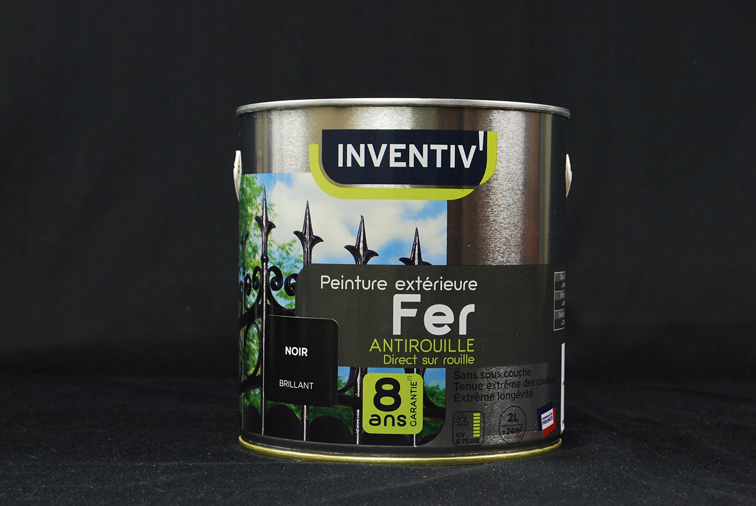 Peinture fer noir brillant 4 ans 2 L - INVENTIV