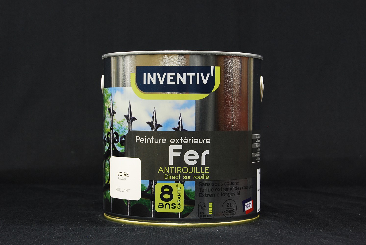 Peinture fer antirouille ivoire brillant 2L - INVENTIV