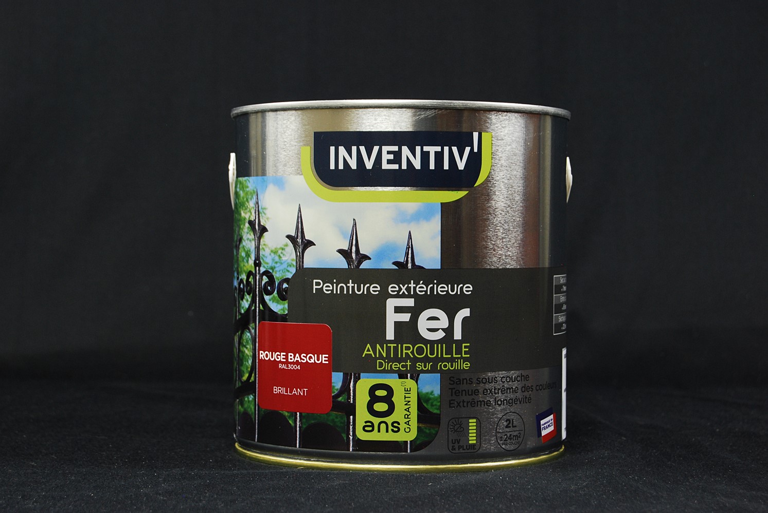 Peinture fer rouge brillant 4 ans 2 L - INVENTIV