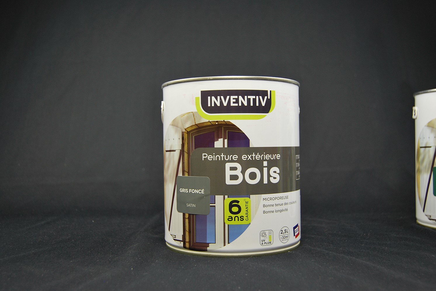 Peinture bois gris foncé brillant 6 ans 2,5 L - INVENTIV