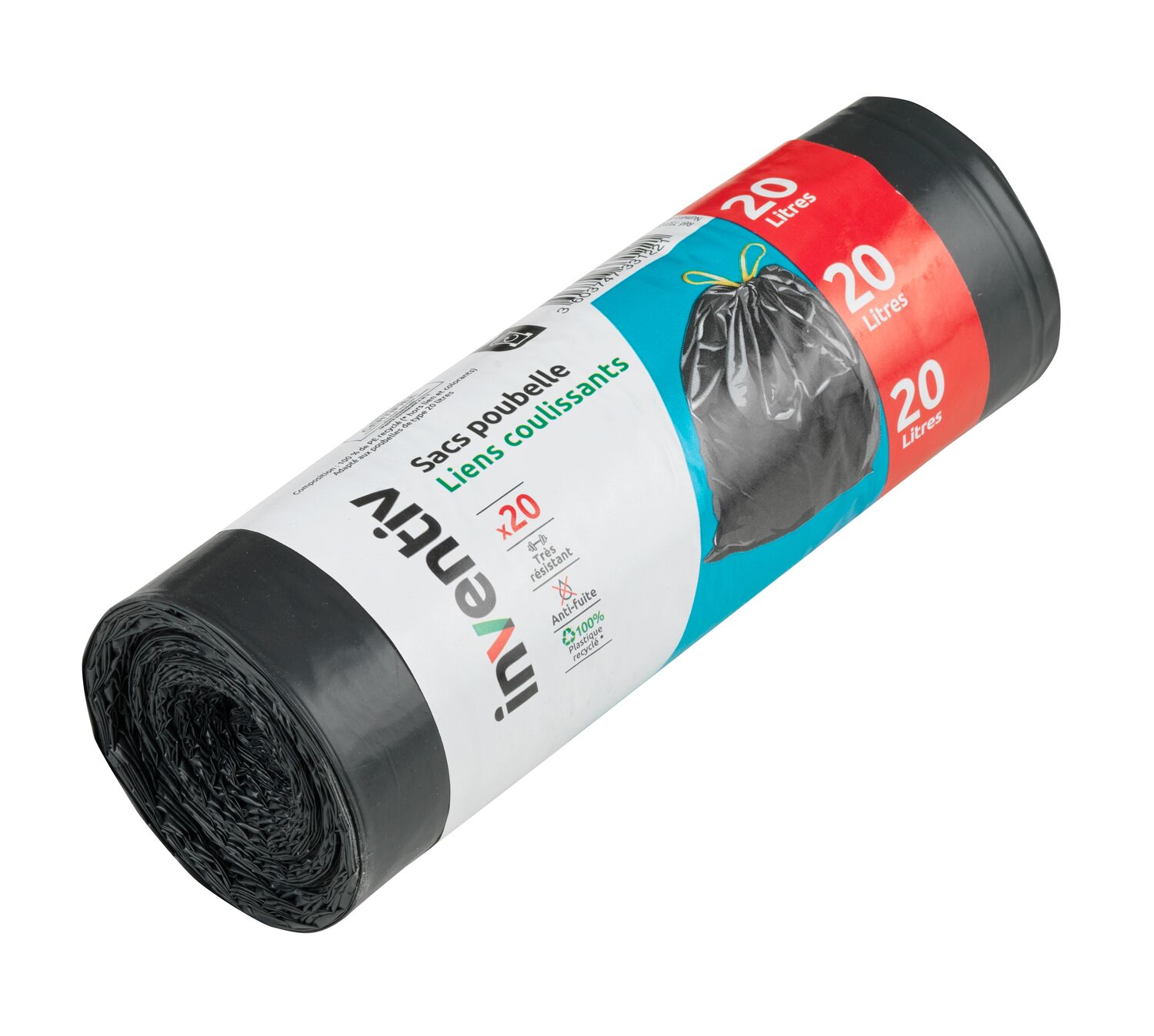 20 sacs poubelle coulisse 20 L - INVENTIV