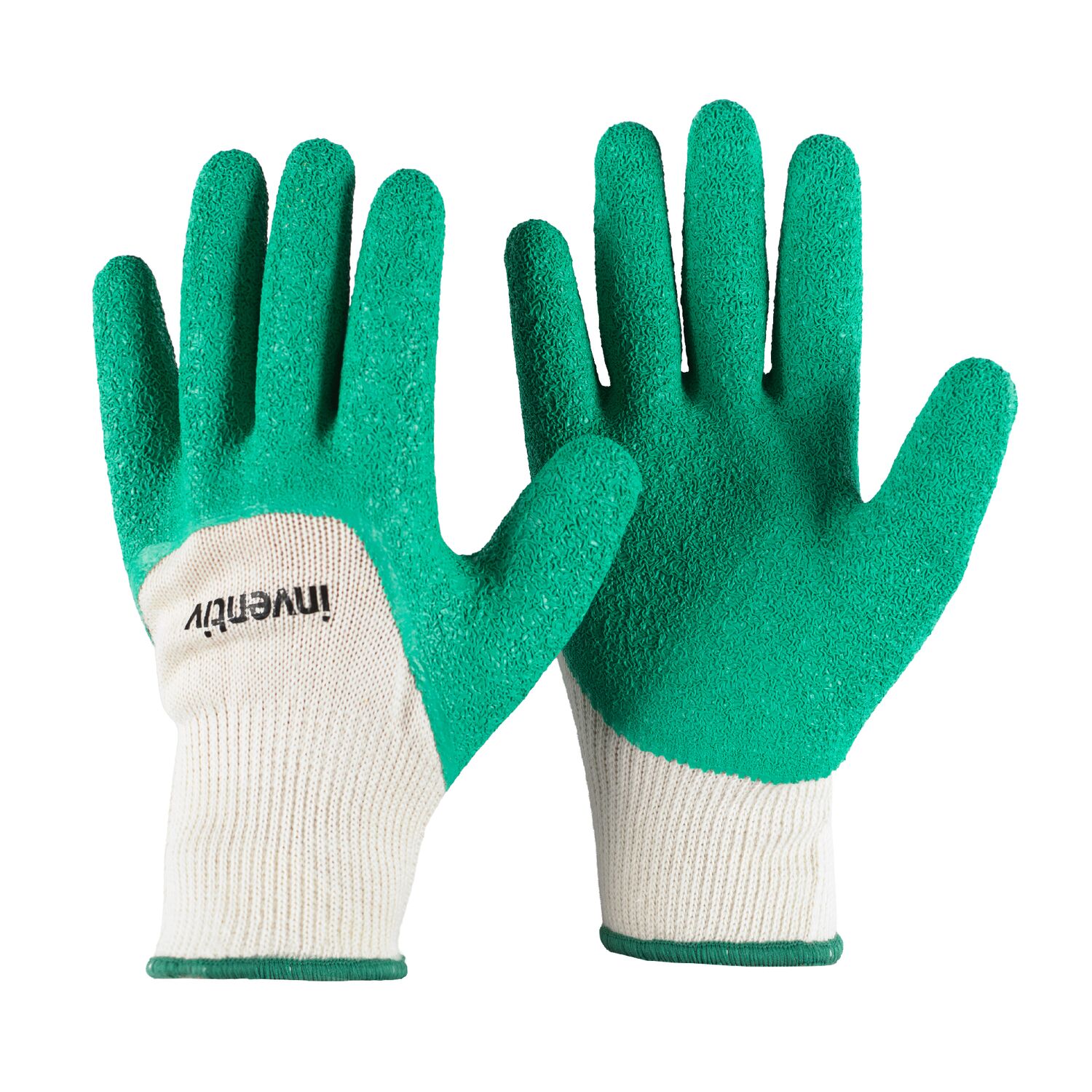 COOLJOB Gants De Jardinage 3 Paires - Gants De Travail En Latex Avec Polyester Recyclé - Taille XL Vert Et Blanc - Écologiques Et Confortables